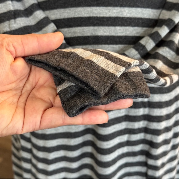 Zara Dress Sweater Silver/Gray Stripe Plunging Neckline Stretch Soft Midi Size M - Picture 4 of 12